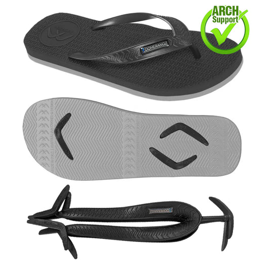 Boomerangz Unisex Wide Black / Grey Flip Flop