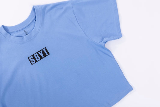 Crop Top Tee - Blue - Boxed Logo