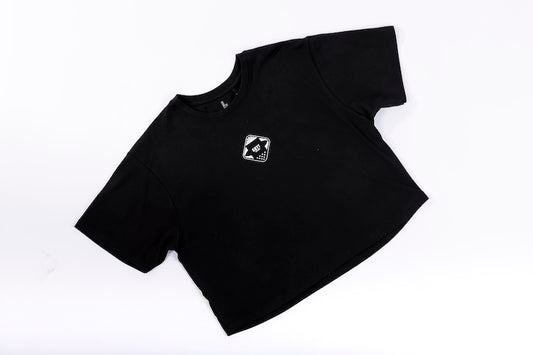 Crop Top Tee - Black - Diamond Logo