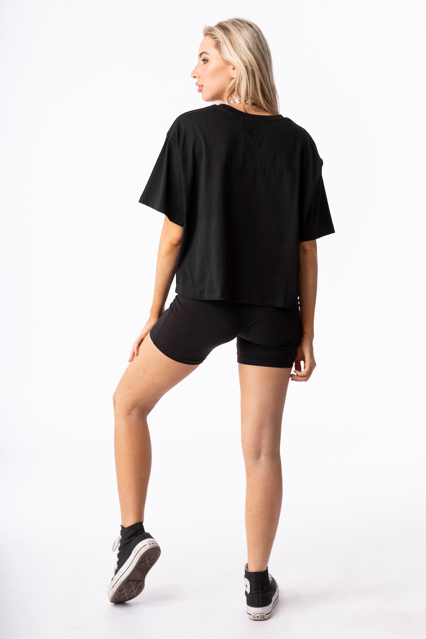 Crop Top Tee - Black - Diamond Logo – SBYT
