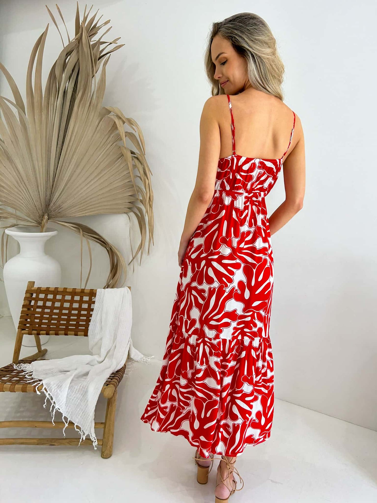 MYLK Rosie V Neck Maxi Dress - Reef Print