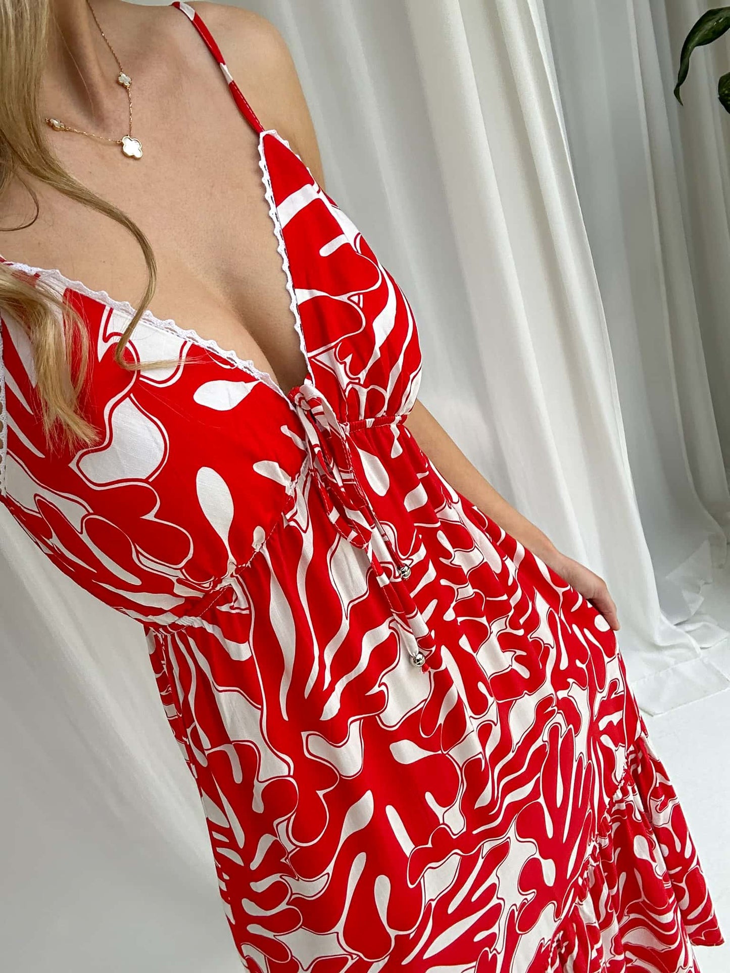 MYLK Rosie V Neck Maxi Dress - Reef Print