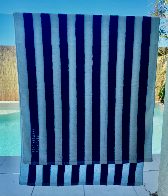 Beach Towel - SBYT Blue and White Stripe